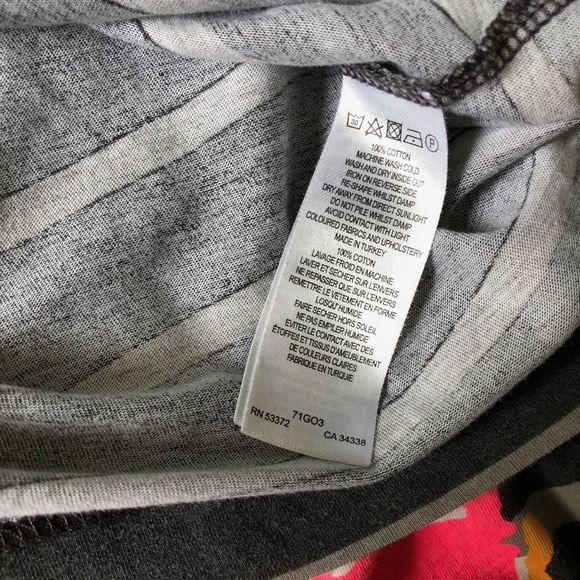 GRAY STRIPE ABSTRACT FLORAL COTTON JERSEY DRESS - Picture 6 of 6